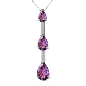 14K. SOLID GOLD NECKLACE WITH NATURAL AMETHYST (White Gold)